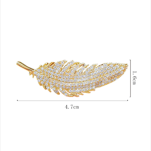 Alloy Electroplated Natural Style Feather Brooch For Women