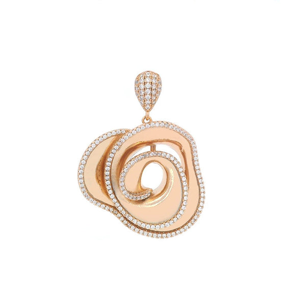 Alloy Electroplated Niche Style Flower Shaped Rose Melon Seed Buckle Necklace Pendant With Micropaved Zircon