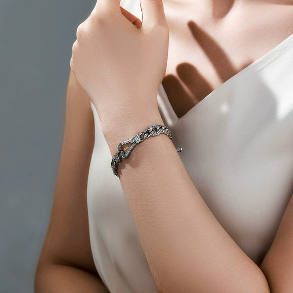 Alloy Electroplated Personality Cuban Chain Bracelet For Men And Women