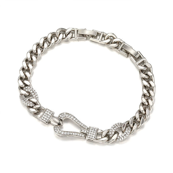 Alloy Electroplated Personality Cuban Chain Bracelet For Men And Women
