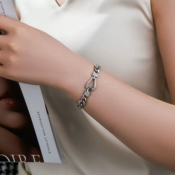 Alloy Electroplated Personality Cuban Chain Bracelet For Men And Women