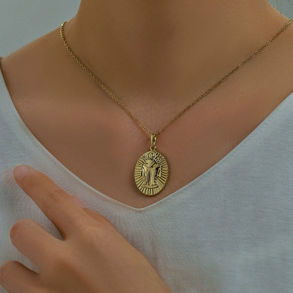 Alloy Electroplated Personality Geometric Pendant Necklace