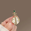Alloy Electroplated Pipa Brooch Women's Highend Classical Temperament Musical Instrument Style Clothes Accessory