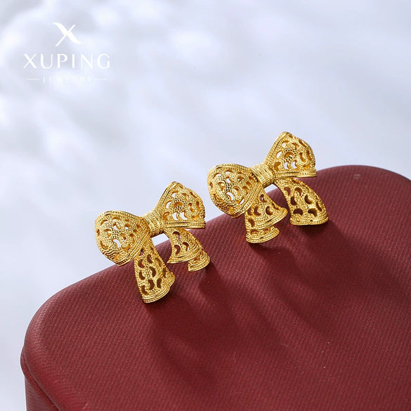 Alloy Electroplated Retro Cut Out Bow Elegant Women's Earrings