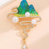 Alloy Electroplated Retro Mountains And Rivers Tassel Brooch For Women Fashion Accessories