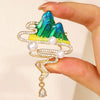 Alloy Electroplated Retro Mountains And Rivers Tassel Brooch For Women Fashion Accessories
