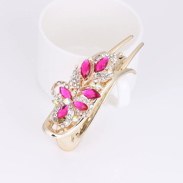 Alloy Electroplated Rhinestone Clip Headwear Female Hairpin