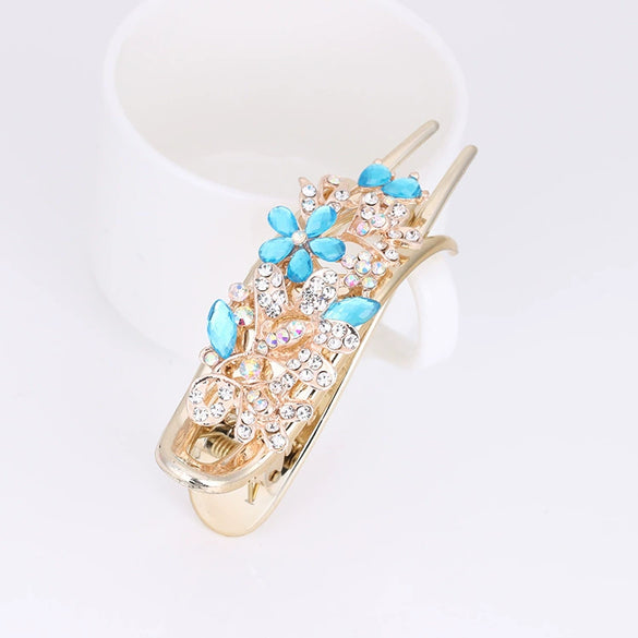Alloy Electroplated Rhinestone Clip Headwear Female Hairpin