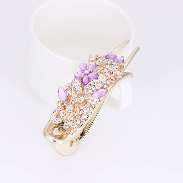 Alloy Electroplated Rhinestone Clip Headwear Female Hairpin