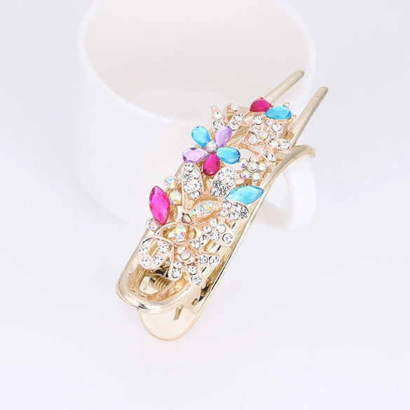 Alloy Electroplated Rhinestone Clip Headwear Female Hairpin