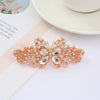 Alloy Electroplated Rhinestone Crystal Flower Plate Ponytail Hair Spring Clip Hairpin For Women