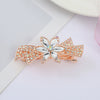 Alloy Electroplated Rhinestone Crystal Flower Plate Ponytail Hair Spring Clip Hairpin For Women