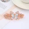 Alloy Electroplated Rhinestone Crystal Flower Plate Ponytail Hair Spring Clip Hairpin For Women