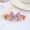 Alloy Electroplated Rhinestone Crystal Flower Plate Ponytail Hair Spring Clip Hairpin For Women