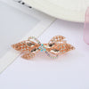Alloy Electroplated Rhinestone Crystal Flower Plate Ponytail Hair Spring Clip Hairpin For Women