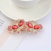 Alloy Electroplated Rhinestone Crystal Flower Plate Ponytail Hair Spring Clip Hairpin For Women