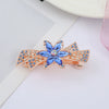 Alloy Electroplated Rhinestone Crystal Flower Plate Ponytail Hair Spring Clip Hairpin For Women