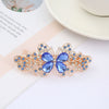 Alloy Electroplated Rhinestone Crystal Flower Plate Ponytail Hair Spring Clip Hairpin For Women