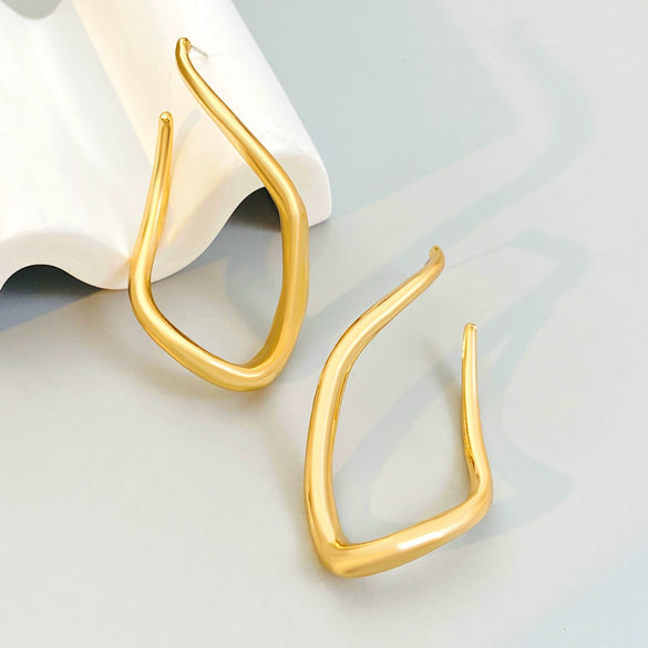 Alloy Electroplated Rhombus Twisted Lines Irregular Women's Earrings