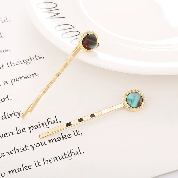 Alloy Electroplated Round Acetate Clip Hairpin Women's Hair Accessories