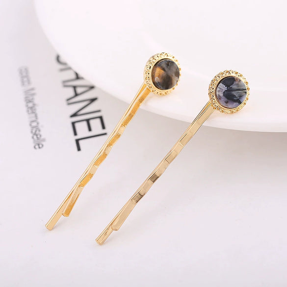 Alloy Electroplated Round Acetate Clip Hairpin Women's Hair Accessories