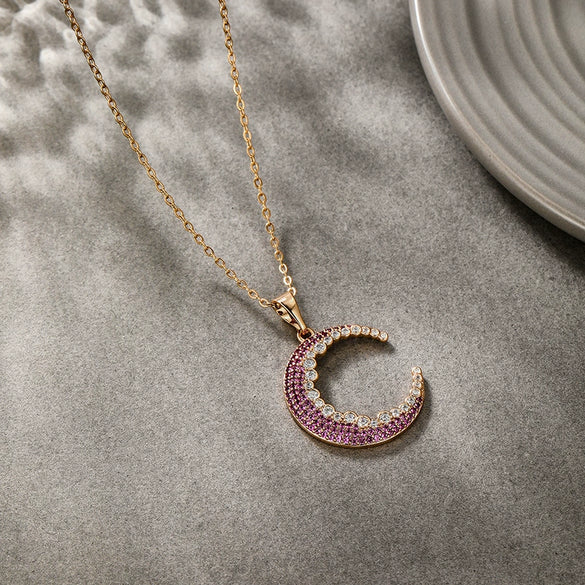 Alloy Electroplated Simple Style Melon Seed Buckle Crescent Necklace Pendant For Women