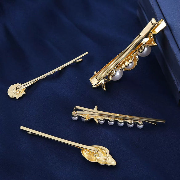 Alloy Electroplated Starfish Shell Pearl Cartoon Side Hairpin For Women