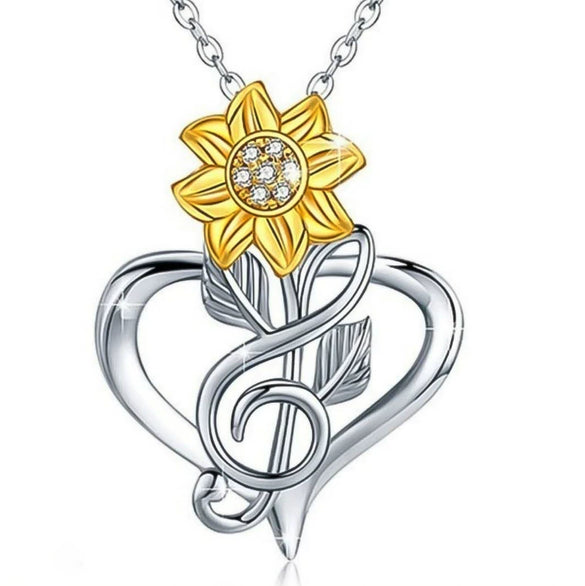 Alloy Electroplated Sunflower Pendant Clavicle Chain For Ladies