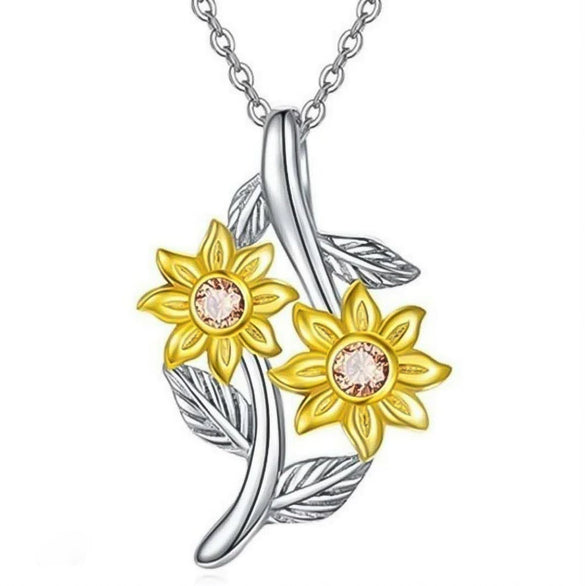 Alloy Electroplated Sunflower Pendant Clavicle Chain For Ladies