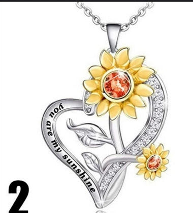 Alloy Electroplated Sunflower Pendant Clavicle Chain For Ladies