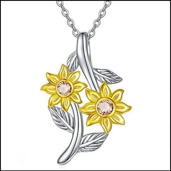 Alloy Electroplated Sunflower Pendant Clavicle Chain For Ladies