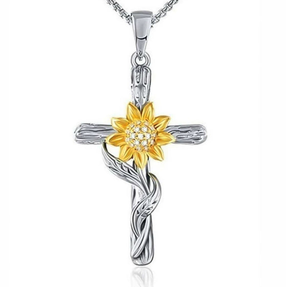 Alloy Electroplated Sunflower Pendant Clavicle Chain For Ladies