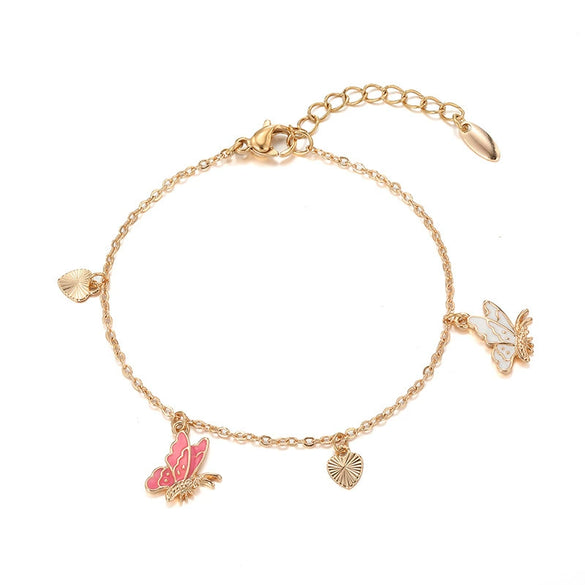 Alloy Electroplated Sweet Animal Style Butterfly Tassel Bracelet For Women