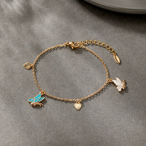 Alloy Electroplated Sweet Animal Style Butterfly Tassel Bracelet For Women