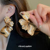 Alloy Electroplated Threedimensional Flower Metal Earrings For Women Light Luxury Highend Style