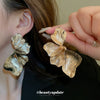 Alloy Electroplated Threedimensional Flower Metal Earrings For Women Light Luxury Highend Style