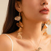 Alloy Electroplated Threedimensional Ginkgo Leaf Flower Imitation Pearl Tassel Women's Earrings With Geometric Pattern