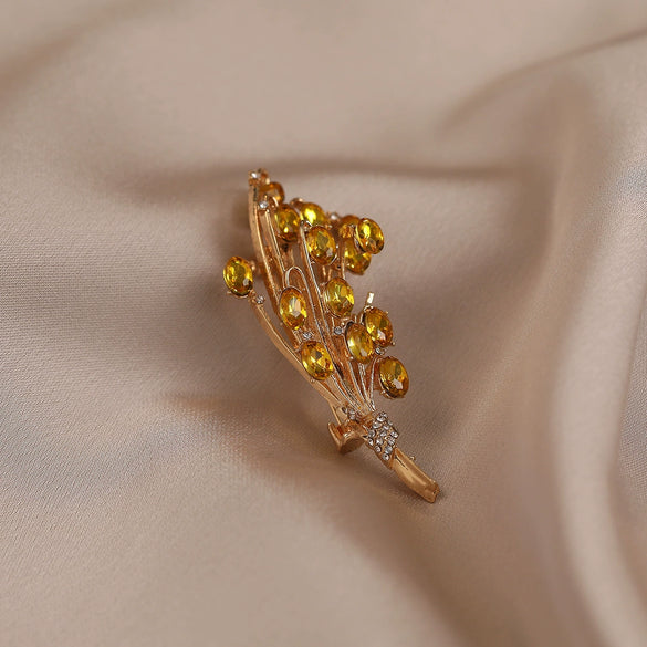 Alloy Electroplated Wheat Ear Flower Brooch For Women