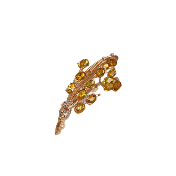 Alloy Electroplated Wheat Ear Flower Brooch For Women