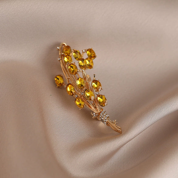 Alloy Electroplated Wheat Ear Flower Brooch For Women