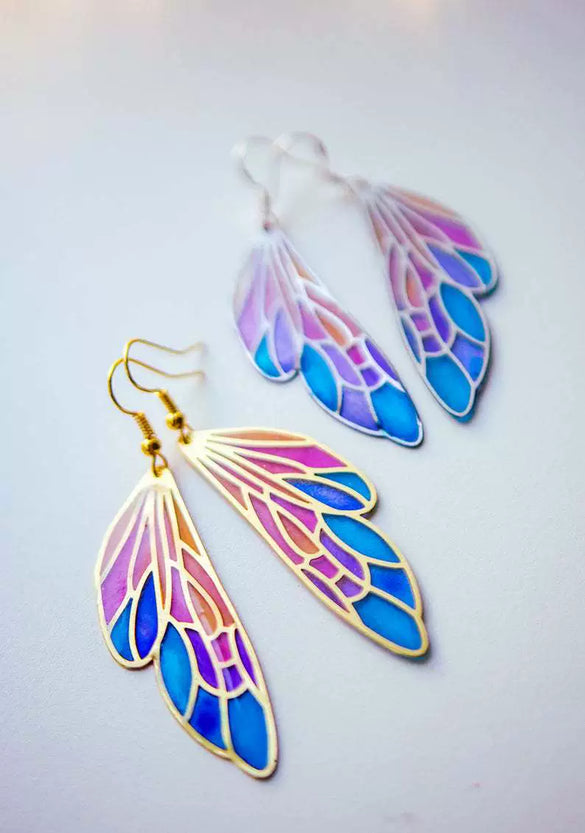 Alloy Electroplated Wings Butterfly Earrings For Women