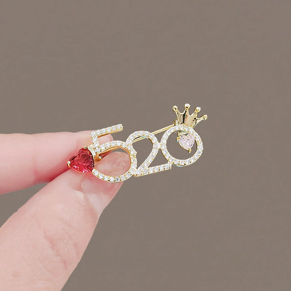 Alloy Electroplated Women's Antislip Brooch With Natural Style And Numbers Pattern