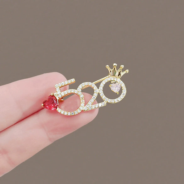 Alloy Electroplated Women's Antislip Brooch With Natural Style And Numbers Pattern