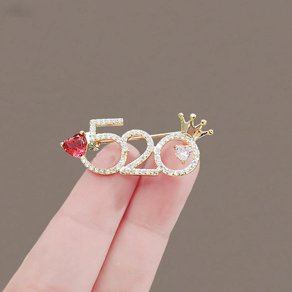 Alloy Electroplated Women's Antislip Brooch With Natural Style And Numbers Pattern