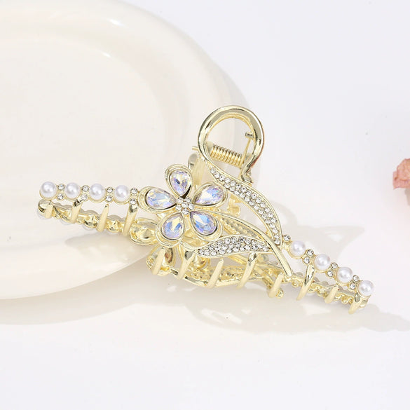Alloy Electroplated Women's Rhinestone Pearl Hair Shark Clip With Bow Design