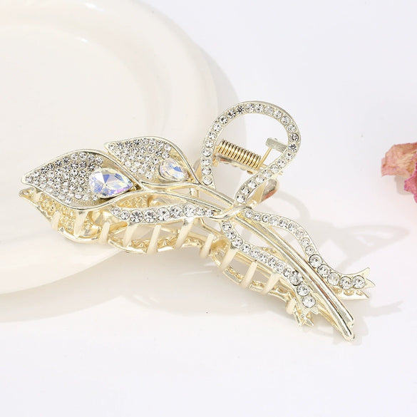 Alloy Electroplated Women's Rhinestone Pearl Hair Shark Clip With Bow Design