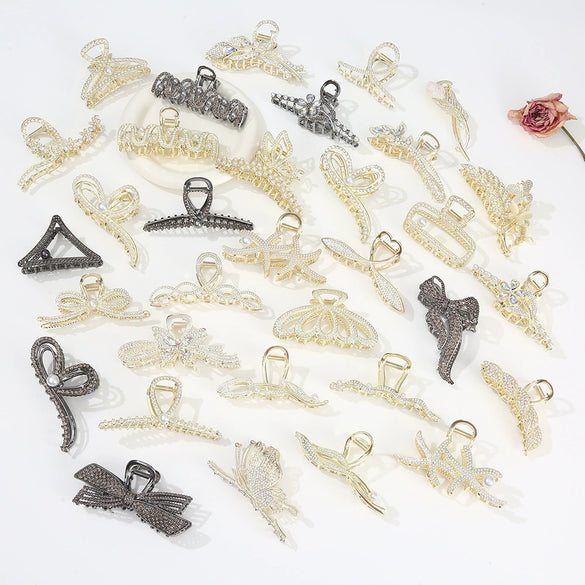 Alloy Electroplated Women's Rhinestone Pearl Hair Shark Clip With Bow Design