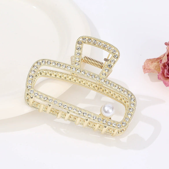 Alloy Electroplated Women's Rhinestone Pearl Hair Shark Clip With Bow Design