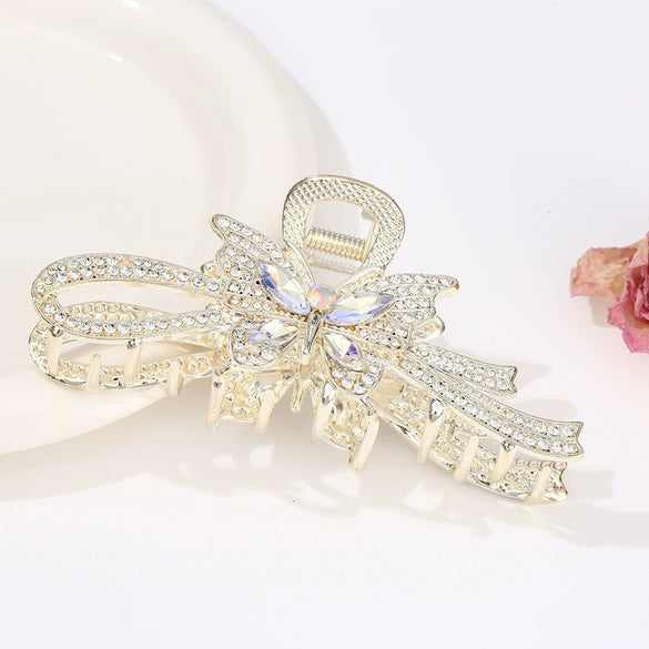 Alloy Electroplated Women's Rhinestone Pearl Hair Shark Clip With Bow Design