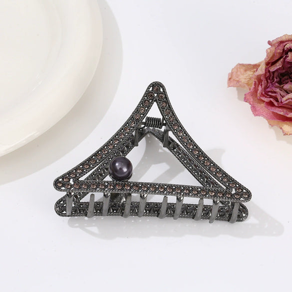Alloy Electroplated Women's Rhinestone Pearl Hair Shark Clip With Bow Design